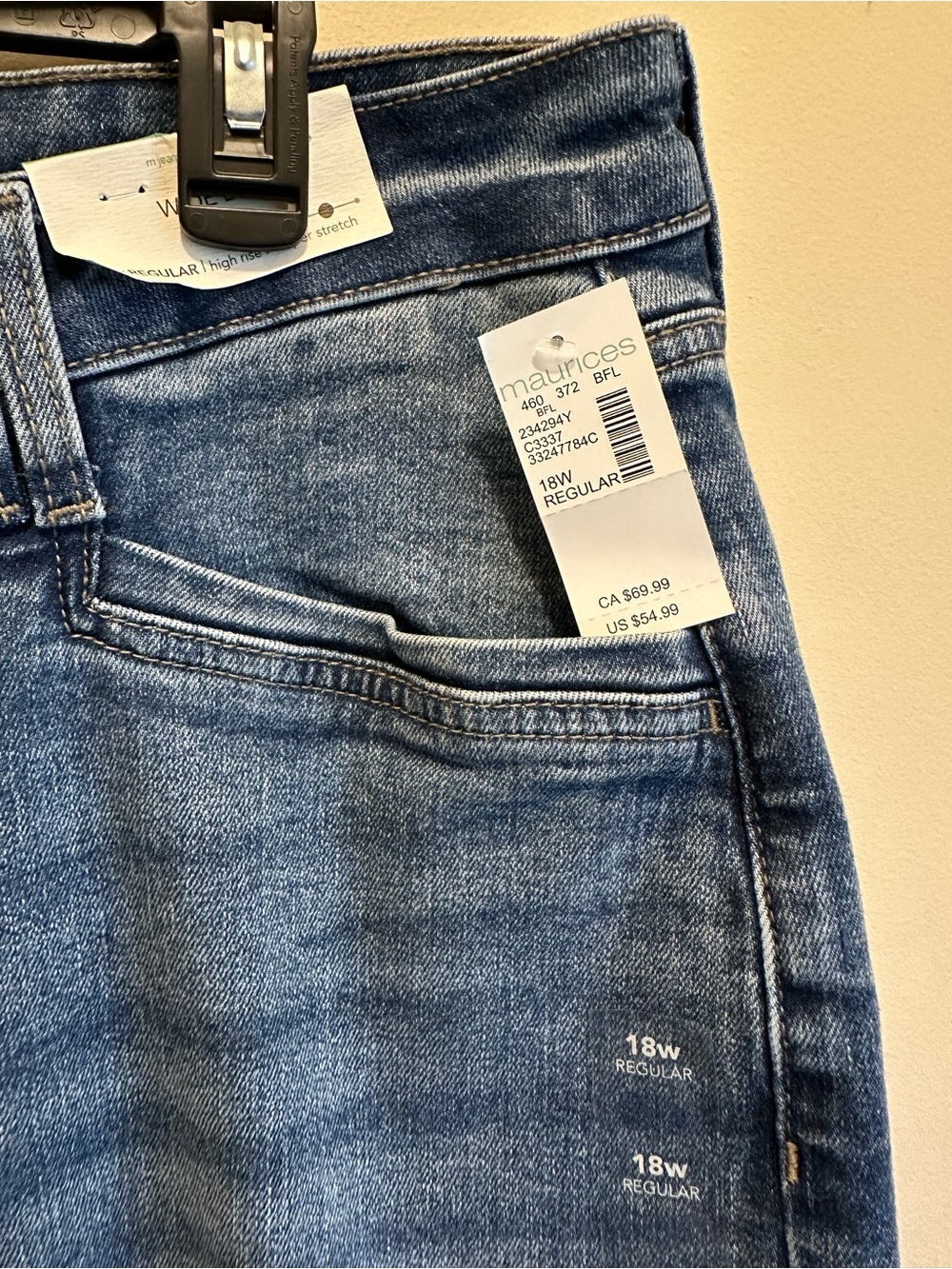 NWT Woman’s M Jeans 18W Regular High Rise Wide Leg Super Stretch Medium Wash - Picture 10 of 11